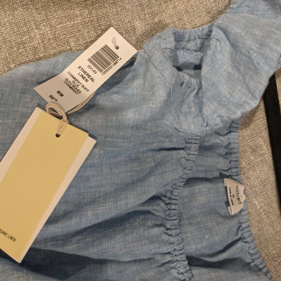 NWT Aritzia Wilfred  "ethereal linen" blue linen top US size medium - Picture 3 of 3